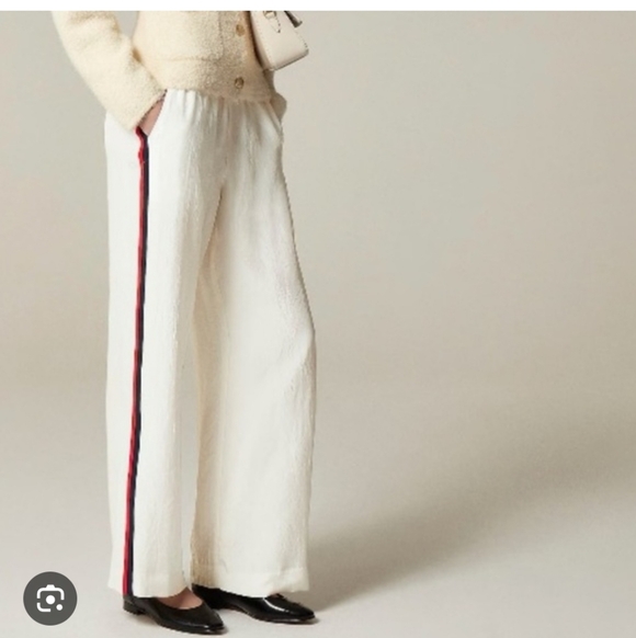 J. Crew Stratus side-stripe pant in luster canvas Size S Ivory Red $198 CK016 - Picture 3 of 10